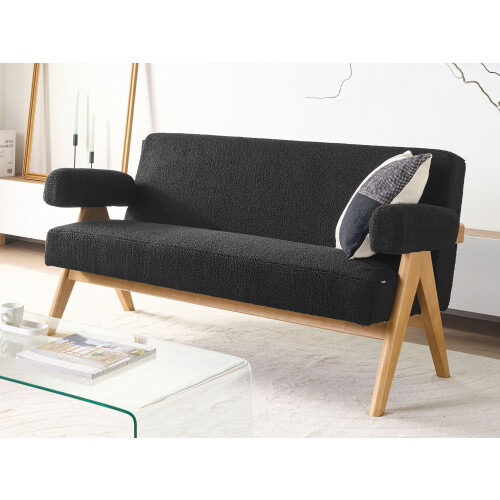 Beliani Sofa 2 Seater TAMRE Boucle Black/ Light Brown 1