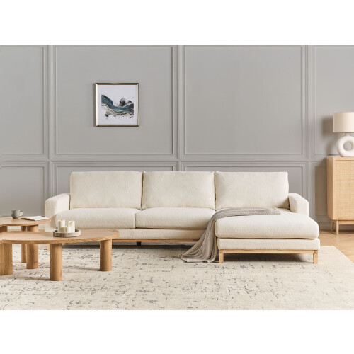 Beliani Corner Sofa 4 Seater SIGGARD Boucle White Left Hand 2