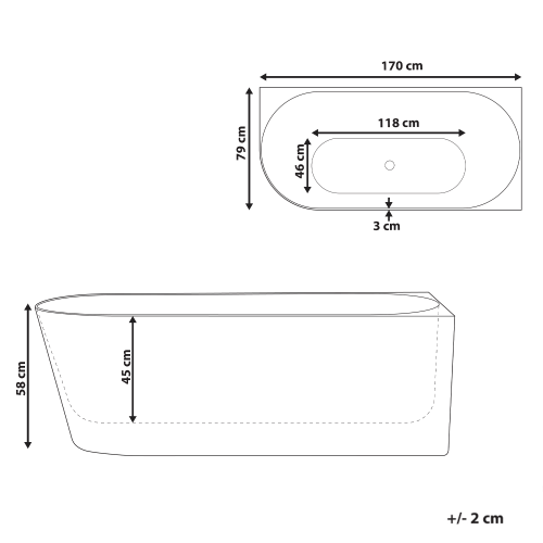 Beliani Corner Bath RENACA Left Hand 1700 x 790 mm White 2
