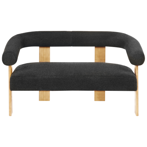 Beliani Sofa 2 Seater ILBRO Boucle Black/ Light Brown 1