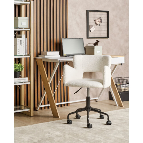 Beliani Desk Chair SANILAC II Boucle Off-White 1