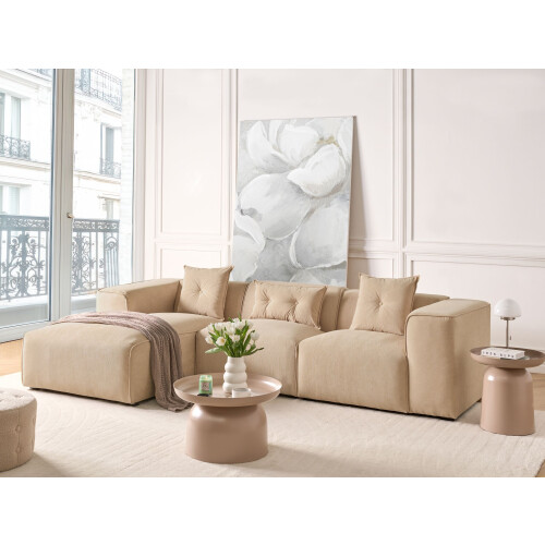 Beliani Corner Sofa DOLVA Corduroy Beige Right Hand 1