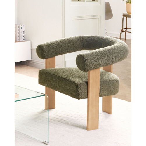Beliani Armchair ILBRO Boucle Green/ Light Brown 1