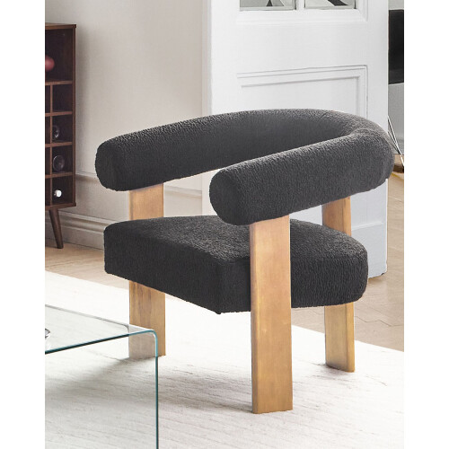 Beliani Armchair ILBRO Boucle Black/ Light Brown 1