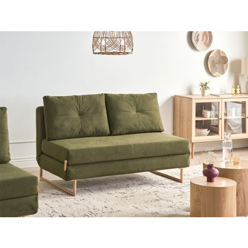 Beliani Sofa Bed 3 Seater JERSLEV Fabric Green 1