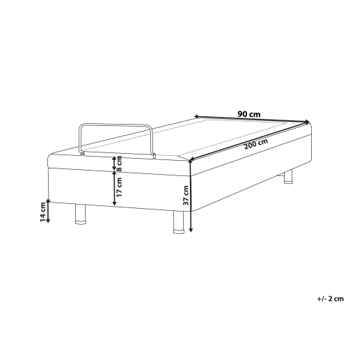 Beliani Adjustable Bed without Headboard Fabric CASTELLAN 90 x 200 cm (EU Single) Dark Grey 2