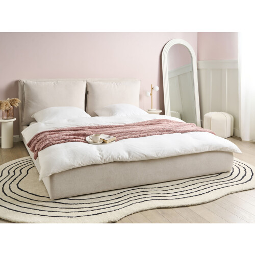 Beliani Bed Fabric BAJONNA 180 x 200 cm (EU Super King) Light Beige 1