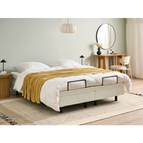 Beliani Adjustable Bed without Headboard Boucle DUKE 160 x 200 cm (EU King Size) Off-White 1