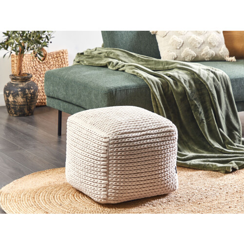 Beliani Pouffe DAMAN Cotton Light Beige 1