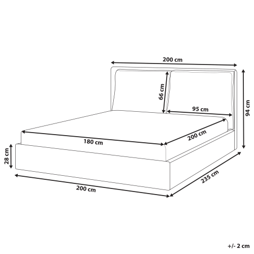 Beliani Bed Fabric BAJONNA 180 x 200 cm (EU Super King) Light Beige 2