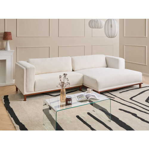 Beliani Corner Sofa 4 Seater VENG Boucle Off-White Left Hand 1