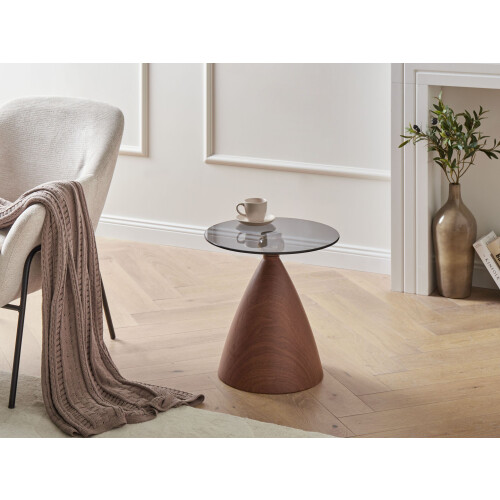 Beliani Side Table CORELLA Tempered Glass Brown/ Black 1