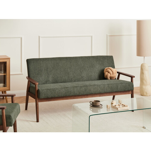 Beliani Sofa 3 Seater ESRUM Fabric Dark Brown/ Green 1
