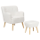 Beliani Armchair TUMBA with Footstool Boucle White 4