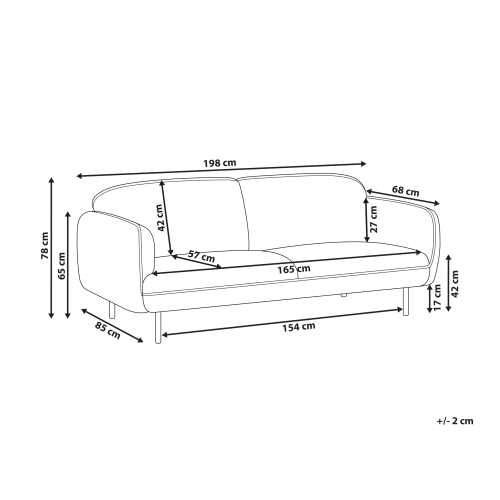 Beliani Sofa 3 Seater TONSBERG Fabric Light Grey 2