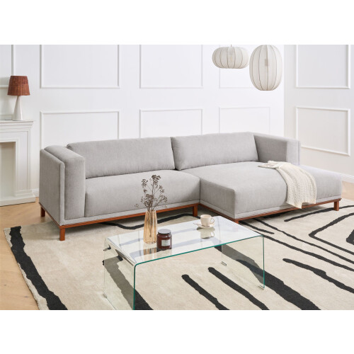 Beliani Corner Sofa 4 Seater VENG Fabric Grey Left Hand 1