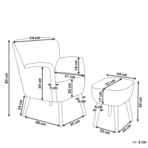 Beliani Armchair TUMBA with Footstool Boucle White 2