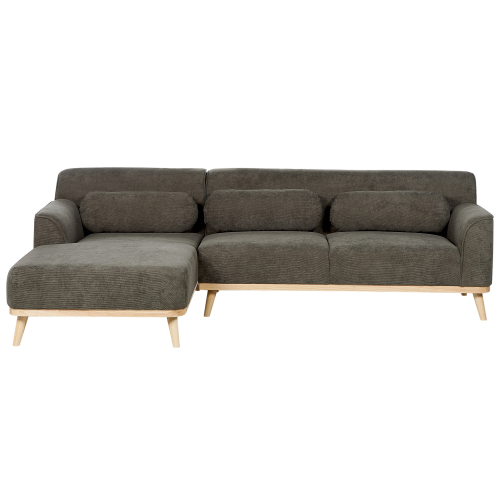 Beliani Corner Sofa SIMOS Corduroy Dark Green Right Hand 1