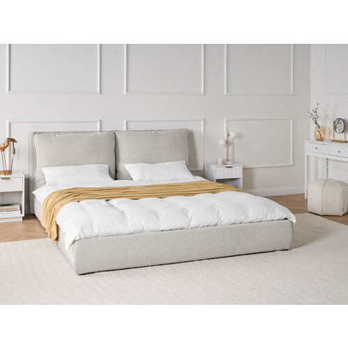 Beliani Bed Fabric BAJONNA 180 x 200 cm (EU Super King) Light Grey 1