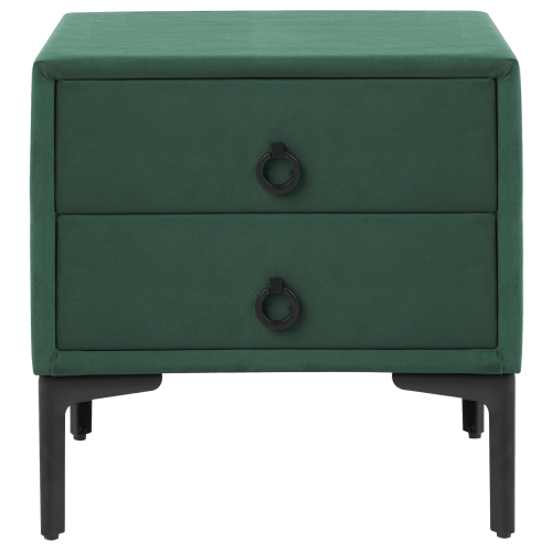 Beliani 2 Drawer Bedside Table SEZANNE Velvet Dark Green 1