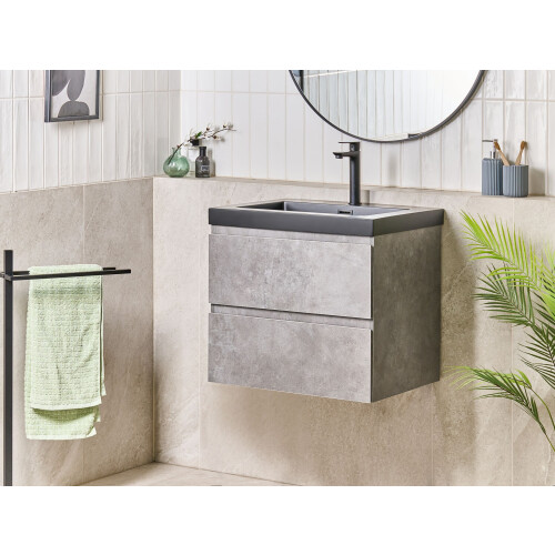 Beliani Wall Mounted Vanity Unit with Basin CARDIEL Grey 1
