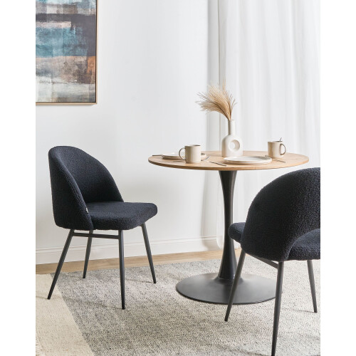 Beliani Set of 2 Dining Chairs ONAGA Boucle Black 1