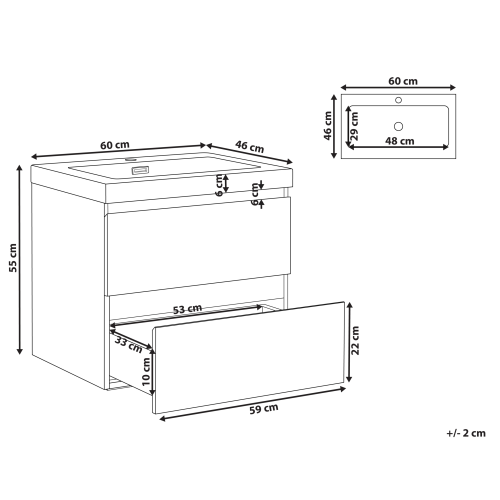 Beliani Wall Mounted Vanity Unit with Basin CARDIEL Grey 2