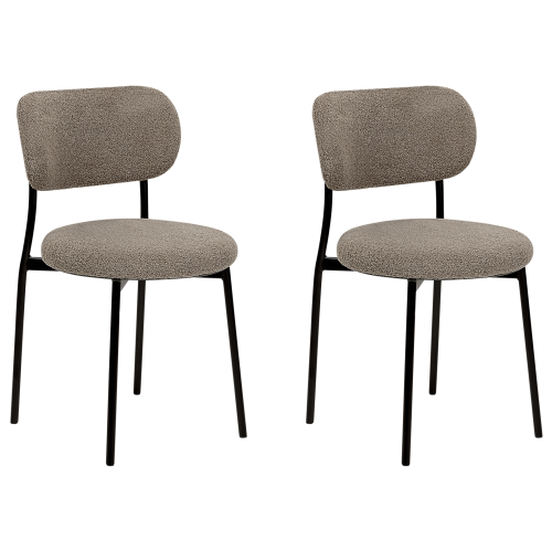 Beliani Set of 2 Dining Chairs CASEY Boucle Taupe 1