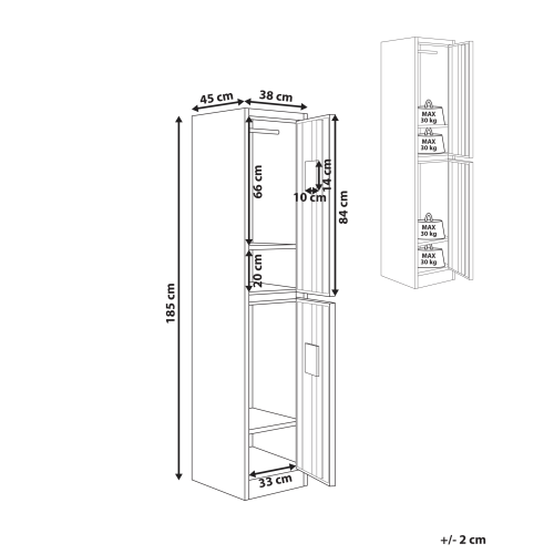 Beliani 2-Tier Storage Locker ATHLETE Metal Grey/ White 2