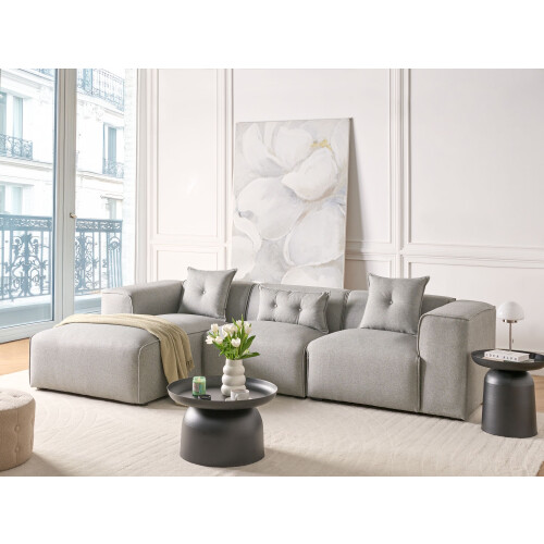 Beliani Corner Sofa 3 Seater DOLVA Fabric Light Grey Right Hand 1
