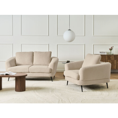 Beliani Living Room Set 3 Seater KJAER Boucle Light Beige 1