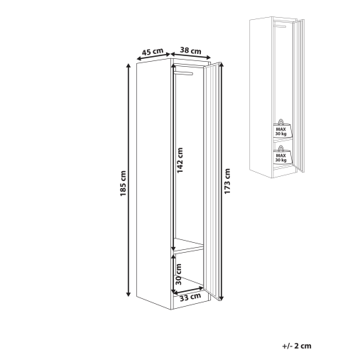 Beliani Single Door Storage Locker ATHLETE Metal White/ Blue 2