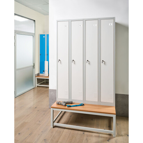 Beliani 4-Door Storage Locker with Bench ATHLETE Metal Grey/ White 2