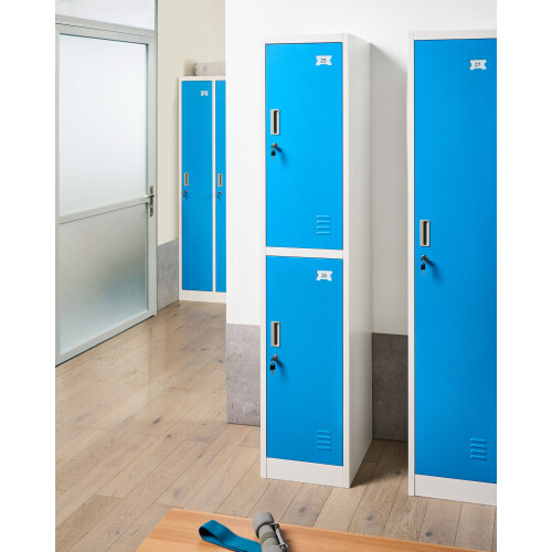 Beliani 2-Tier Storage Locker ATHLETE Metal White/ Blue 1