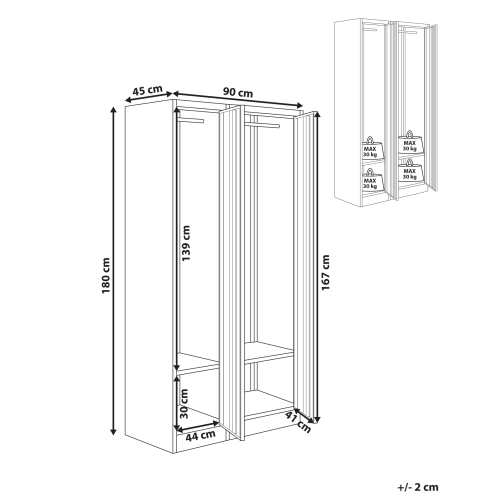 Beliani Double Door Storage Locker ATHLETE Metal Grey/ White 2