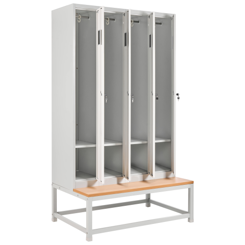 Beliani 4-Door Storage Locker with Bench ATHLETE Metal Grey/ White 1