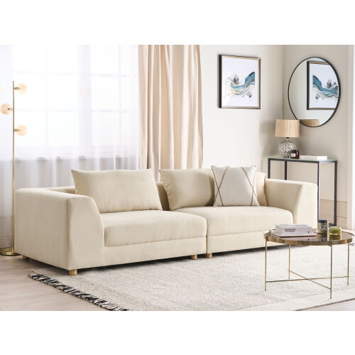 Beliani Sofa 3 Seater LERMON Fabric Beige 1