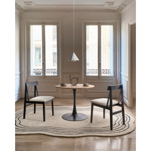 Beliani Set of 2 Dining Chairs ISLE Wood Black/ Beige 1