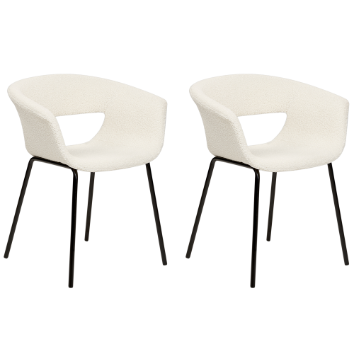 Beliani Set of 2 Dining Chairs ELMA Boucle Off-White 2