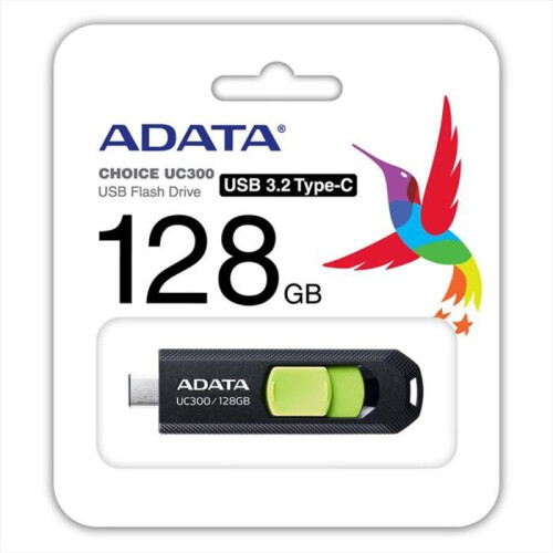 ADATA Clé USB Type C Adata UC300 128Go Rétractable Noir/Vert 2
