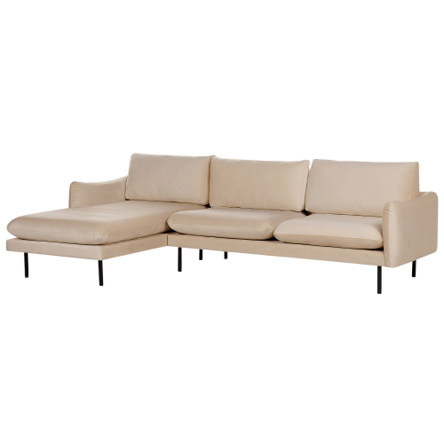 Beliani Corner Sofa 4 Seater VINTERBRO Velvet Beige Right Hand 1