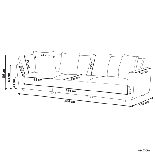 Beliani Sofa 3 Seater SIGTUNA Fabric Light Grey 2
