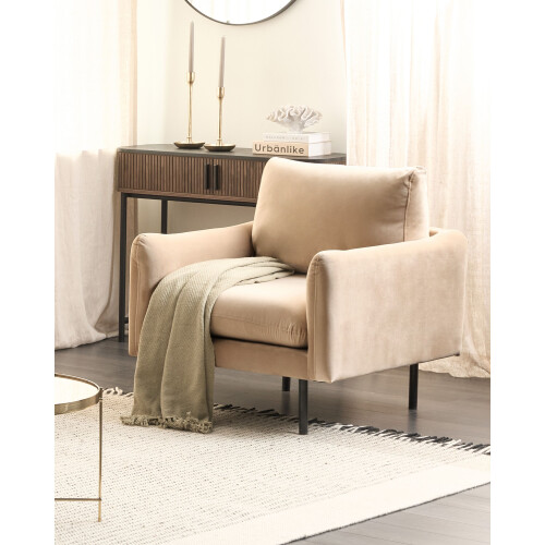 Beliani Armchair VINTERBRO Velvet Beige 1