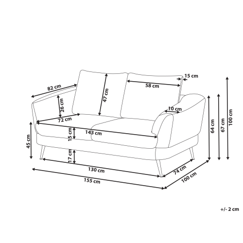 Beliani Sofa 2 Seater KJAER Boucle Light Beige 2