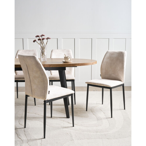 Beliani Set of 4 Dining Chairs ROCHEPORT Fabric Light Beige 1