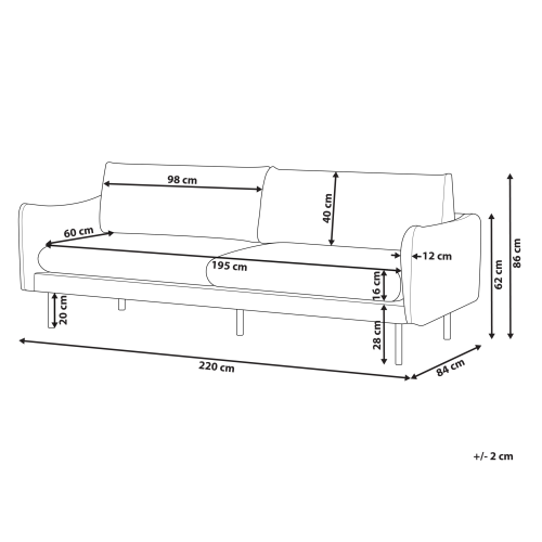 Beliani Sofa 3 Seater VINTERBRO Velvet Beige 2