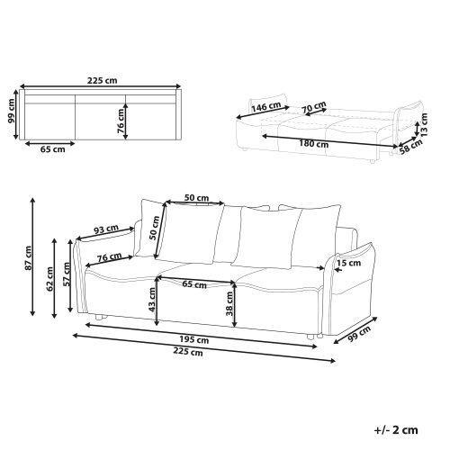 Beliani Sofa Bed 3 Seater KRAMA Boucle White with Storage 2