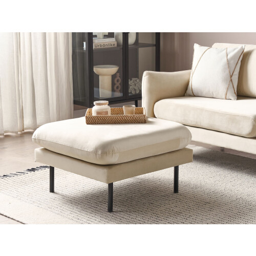 Beliani Ottoman VINTERBRO Velvet Light Beige 1