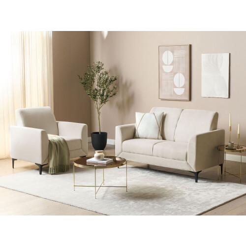 Beliani Sofa 2 Seater FENES Fabric Beige 1