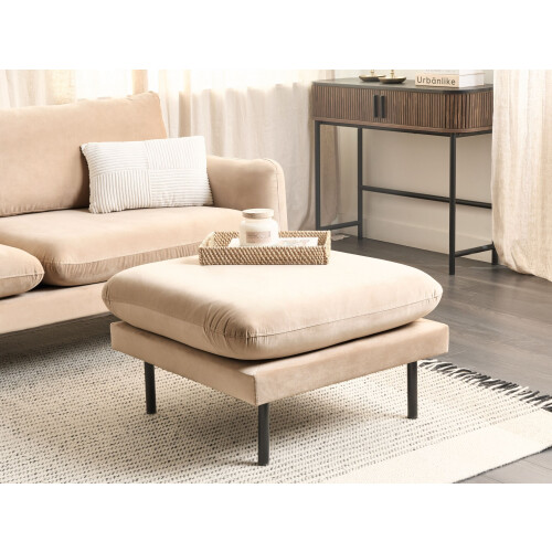 Beliani Ottoman VINTERBRO Velvet Beige 1